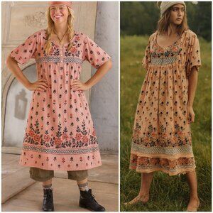 Vintage Easy Essentials Dress Cottagecore Boho Floral Empire Waist Lolita size L